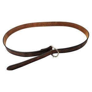 Vintage Hand Tooled Brown Leather Western Belt Men's Size 52